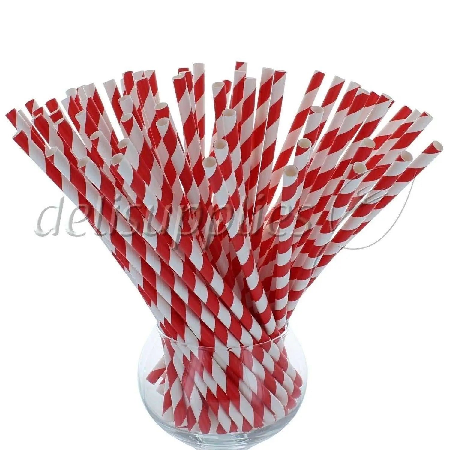 Red and white striped paper straws in a glass container from the Paper Straws collection