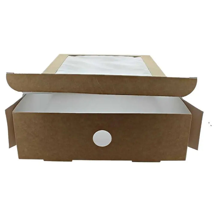 Cardboard Sandwich Food Platter Kraft box with drawer-like opening and circular label