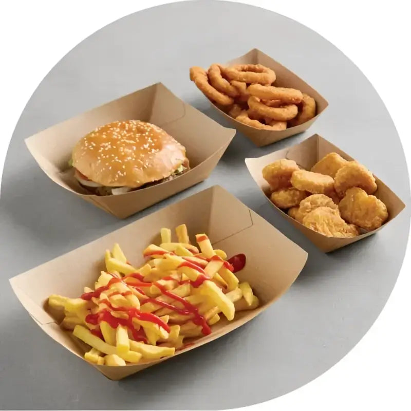 Kraft Cardboard Deli Food Trays with Fast Food in Cardboard Trays for Catering