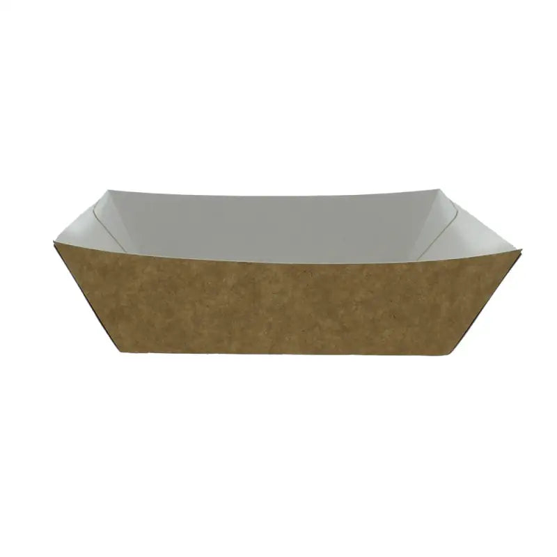 Kraft Cardboard Food Burger Tray with brown exterior and white interior for takeout