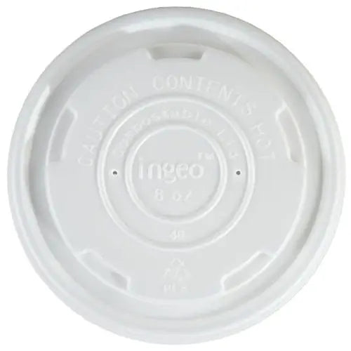 White plastic lid for 8oz compostable soup container, ideal for soup lids use