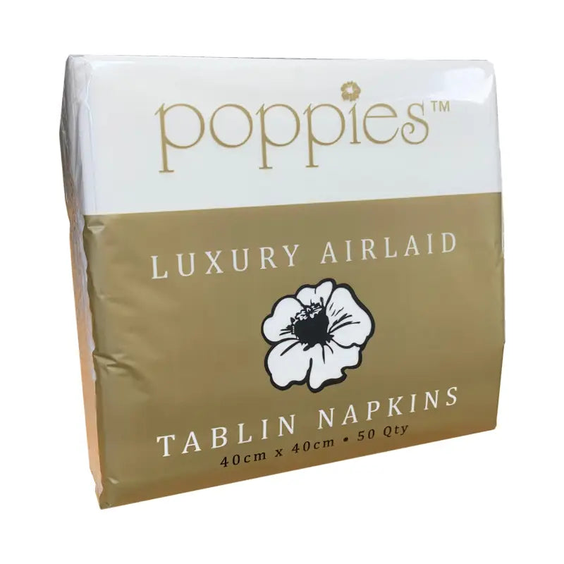 Luxury White Airlaid Tablin Napkins from Poppies in elegant packaging for dining