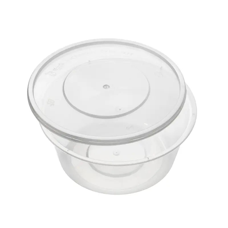 Round plastic microwave safe containers with snap-on lid for convenient food storage