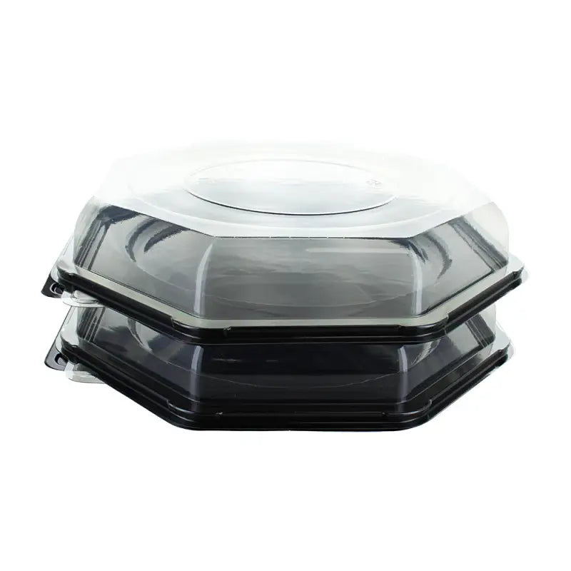 Stackable plastic food containers with clear lids for Round Octagonal Sandwich Platters