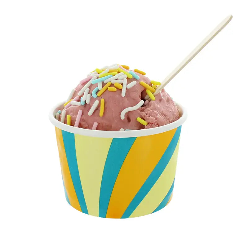 Scoop of pink ice cream with sprinkles in 1 Scoop Ice Cream Tub Paperboard