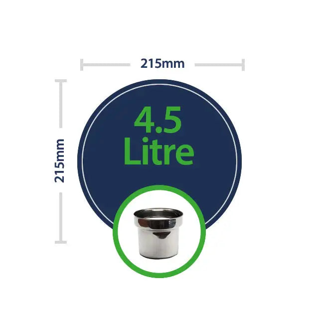 Circular navy blue label for 4.5 Litre Gastronorm Tray Liner with metal container