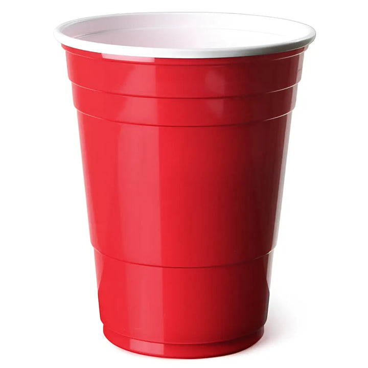 Red plastic disposable 12oz red party cups with white rim ideal for events in 1000 pack american style