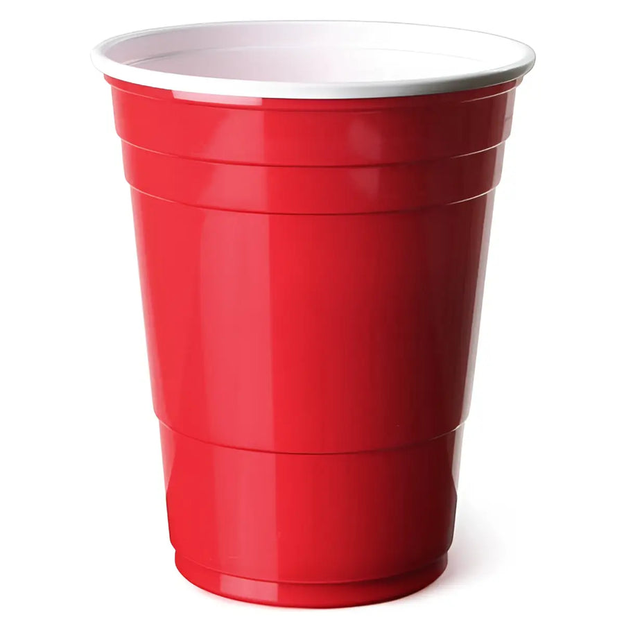 Red plastic disposable 12oz red party cups with white rim ideal for events in 1000 pack american style
