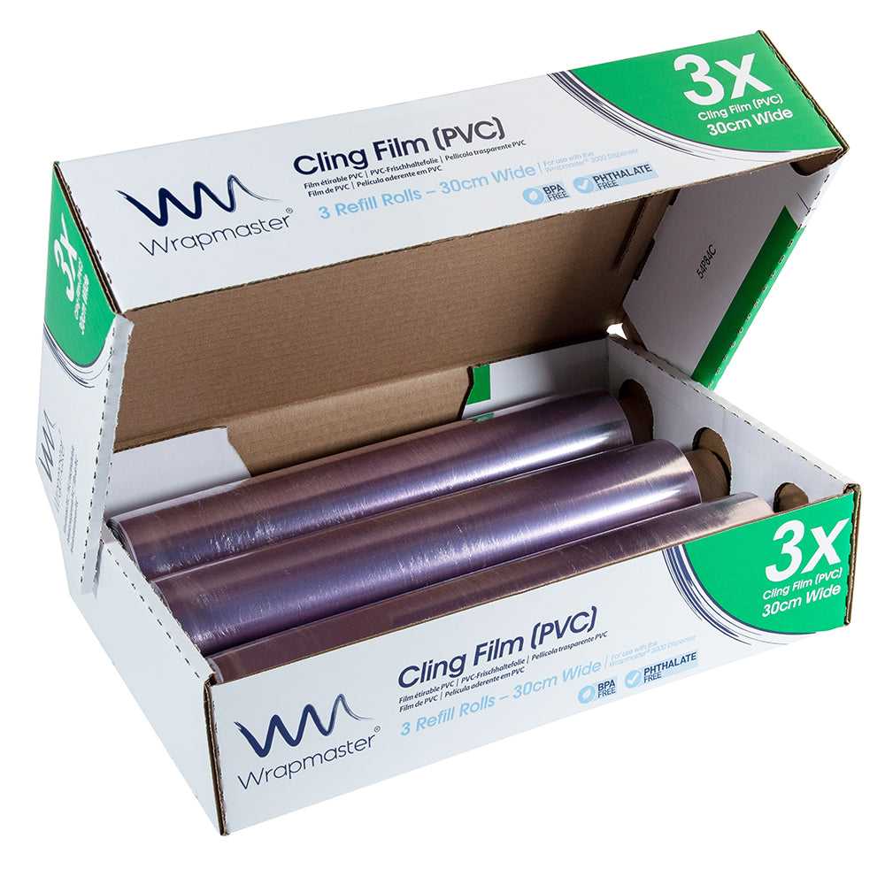 Wrapmaster 3000 Cling Film (PVC) Refill 30cm x 300m (3 Rolls) 31C80