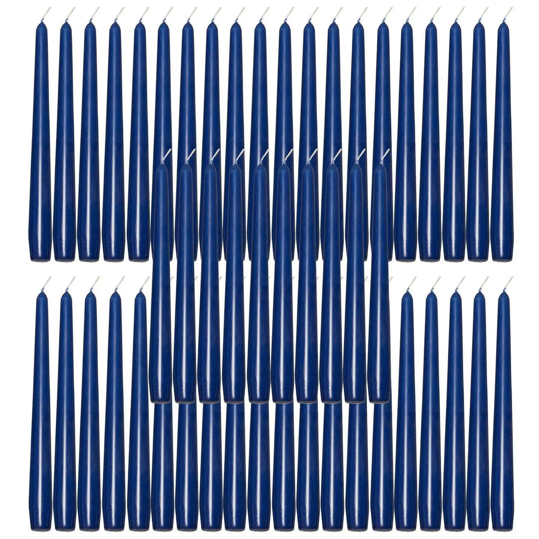 Blue taper candles in rows, perfect for elegant dining with 9’’ Taper Dinner Candles