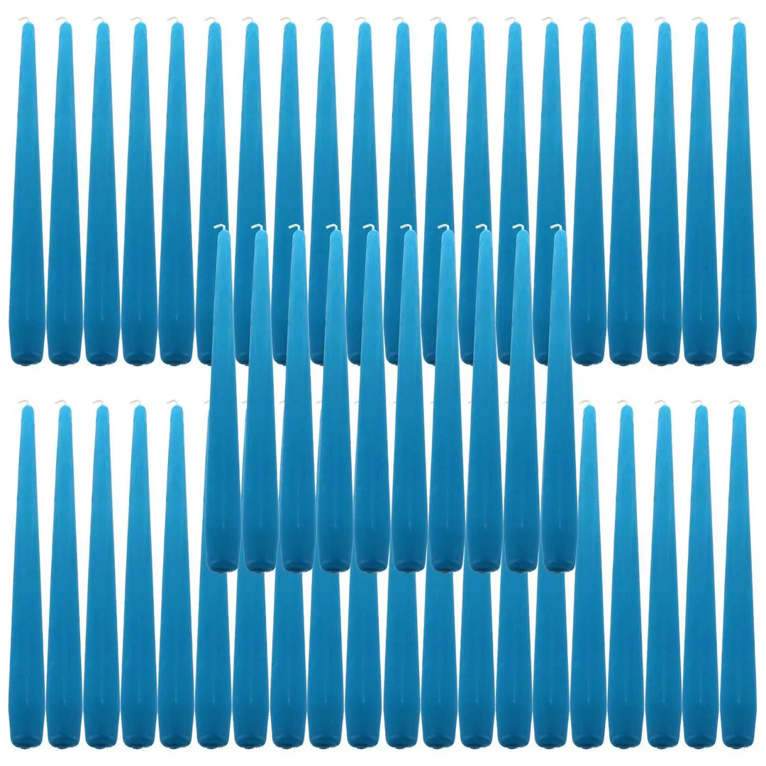 Blue plastic clothespins arranged in rows beside 9-inch taper dinner candles