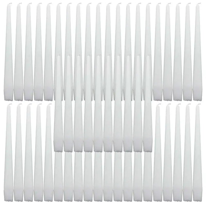 Set of white cable ties arranged in rows for securing Taper Dinner Candles