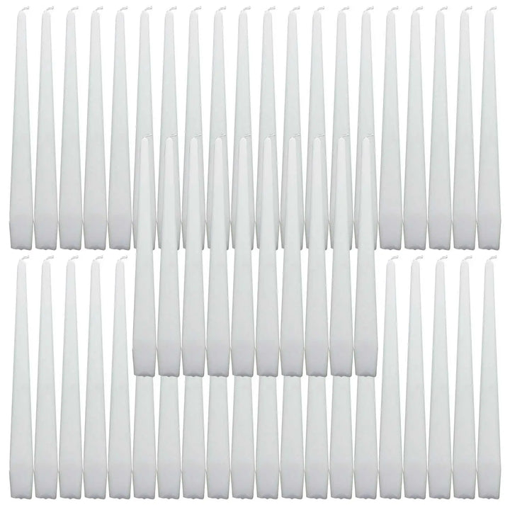 Set of white cable ties arranged in rows for securing Taper Dinner Candles