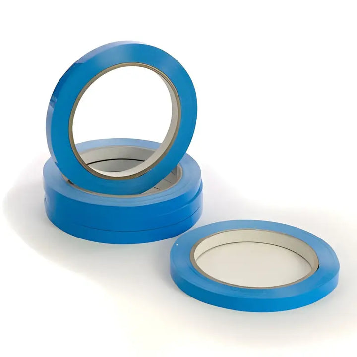 Blue and red vinyl tape rolls in various widths for 9mm x 66m neck sealer applications