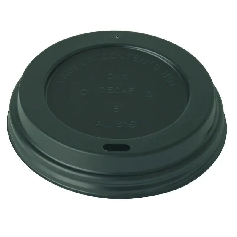 Dark green plastic lid for deli supplies 8oz paper cups in Black Sip Thru design