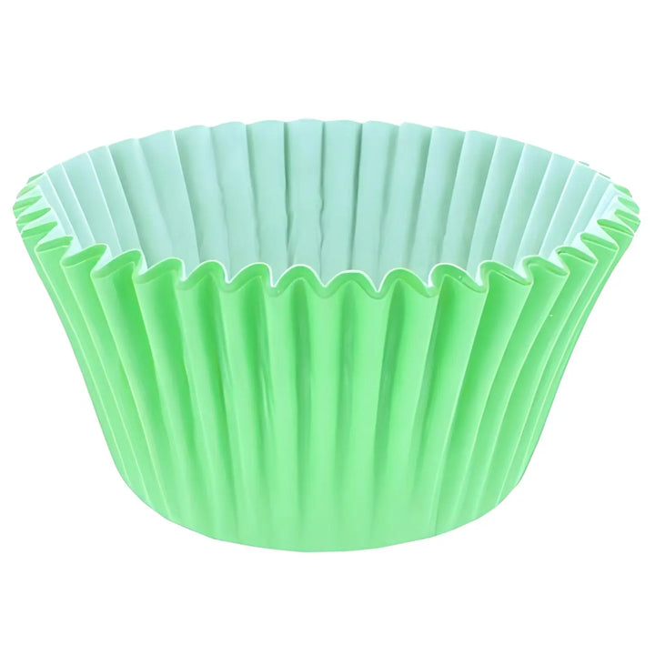 Pastel green cupcake cases with pleated sides for stylish baking and deli supplies