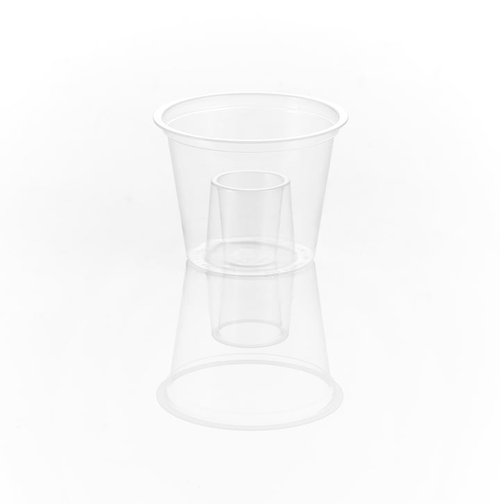 Jager Bomb Shot Glass, Firm clear Plastic 25ml CE shot measure in an outer cup of 60ml