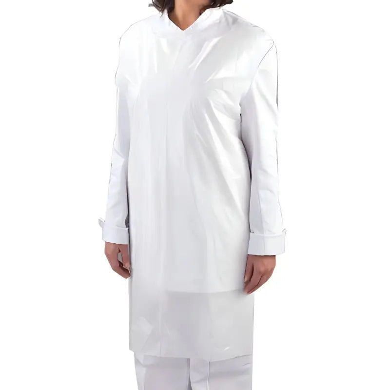White medical lab coat with collar and long sleeves in Flat Dispenser Pack display