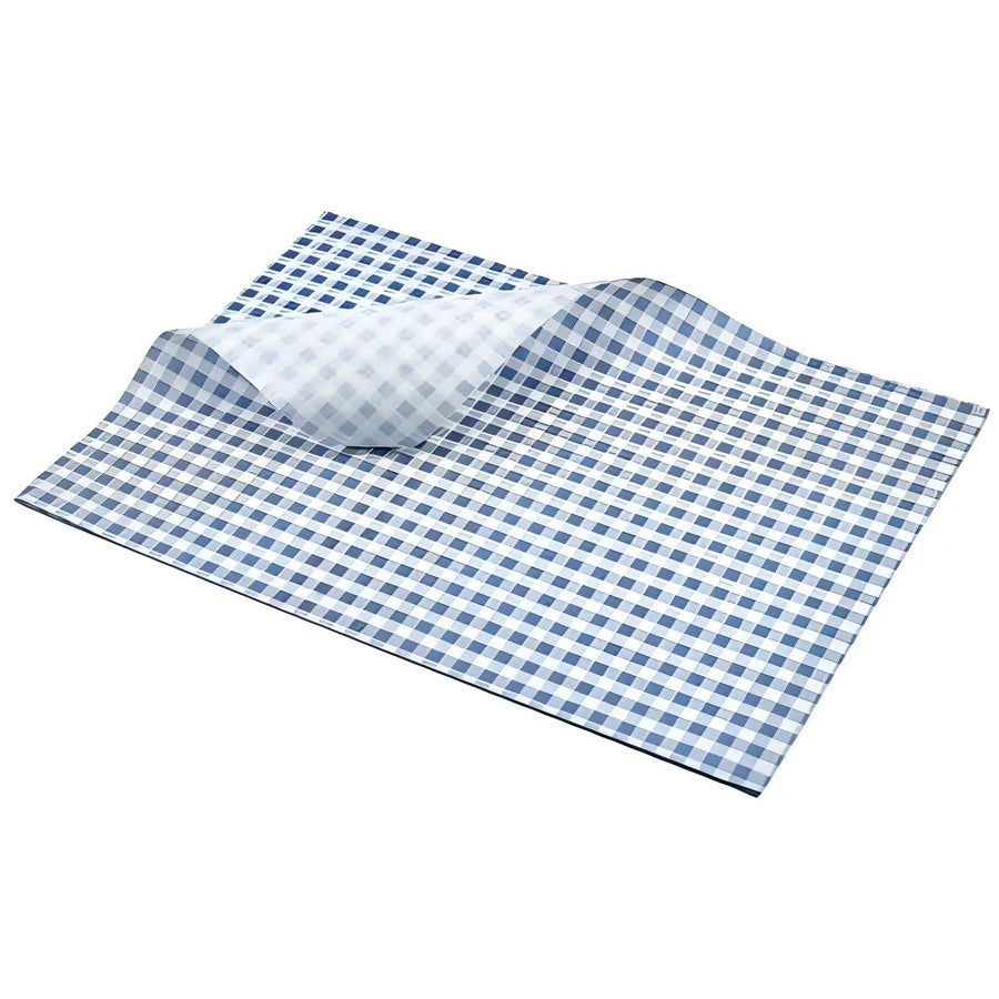 Blue and white checkered cotton tea towels with Gingham Duplex Paper in 250x380mm