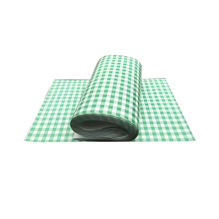 Roll of green and white checkered Gingham Duplex Paper 250x380mm for versatile use