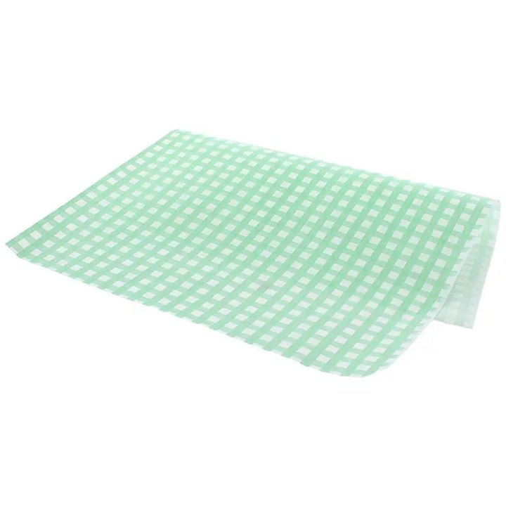 Mint green and white checkered Gingham Greaseproof Paper for eco-friendly packaging