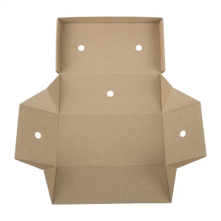 Unfolded Gourmet Kraft Large Burger Box Biodegradable with ventilation holes