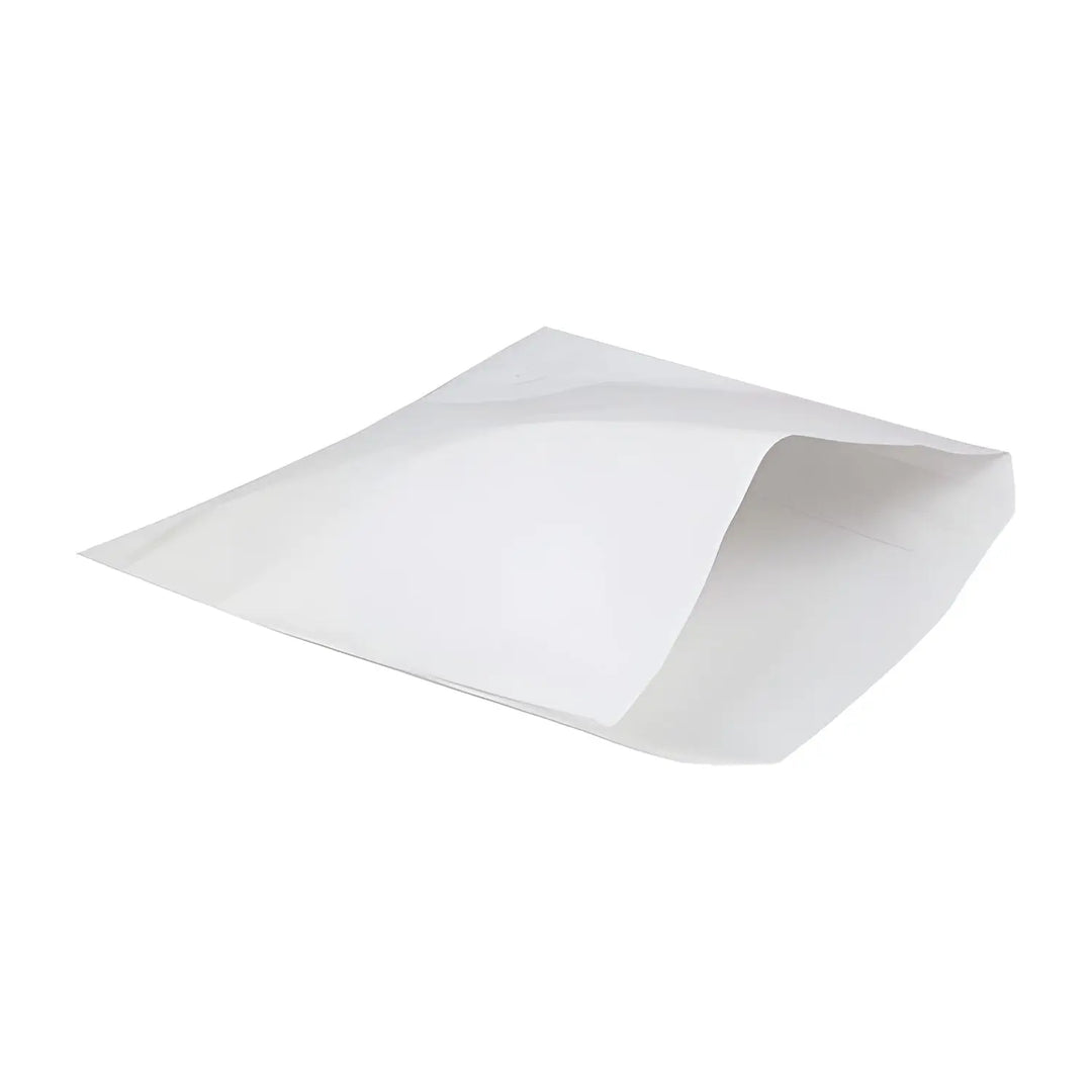 White greaseproof paper bag with open side from Greaseproof White Paper Bags UK