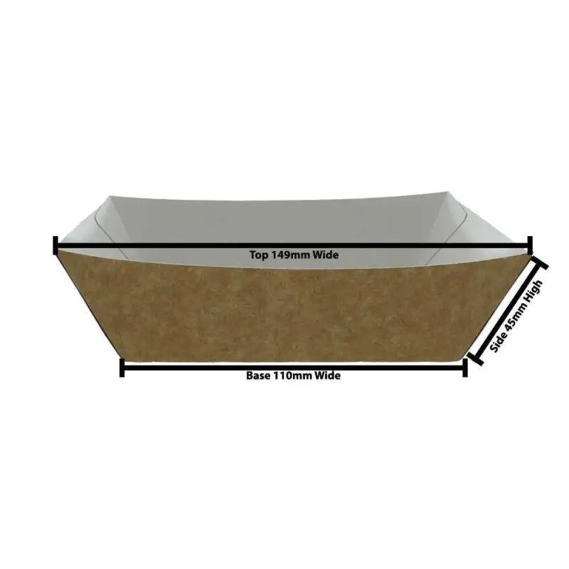 Trapezoidal Kraft Cardboard Food Burger Tray with labeled dimensions for takeaway