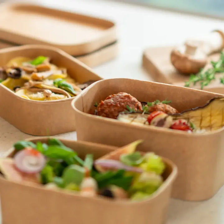 Eco-friendly bamboo kraft food container box with compartments