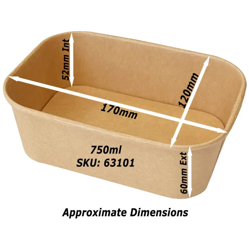750ml beige kraft food container rectangle box