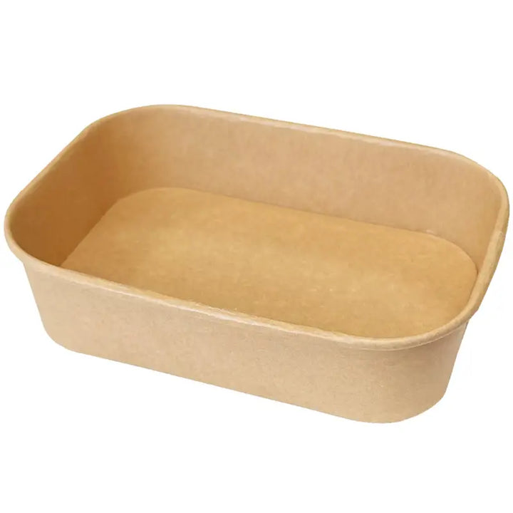 Beige kraft food container box with rounded edges