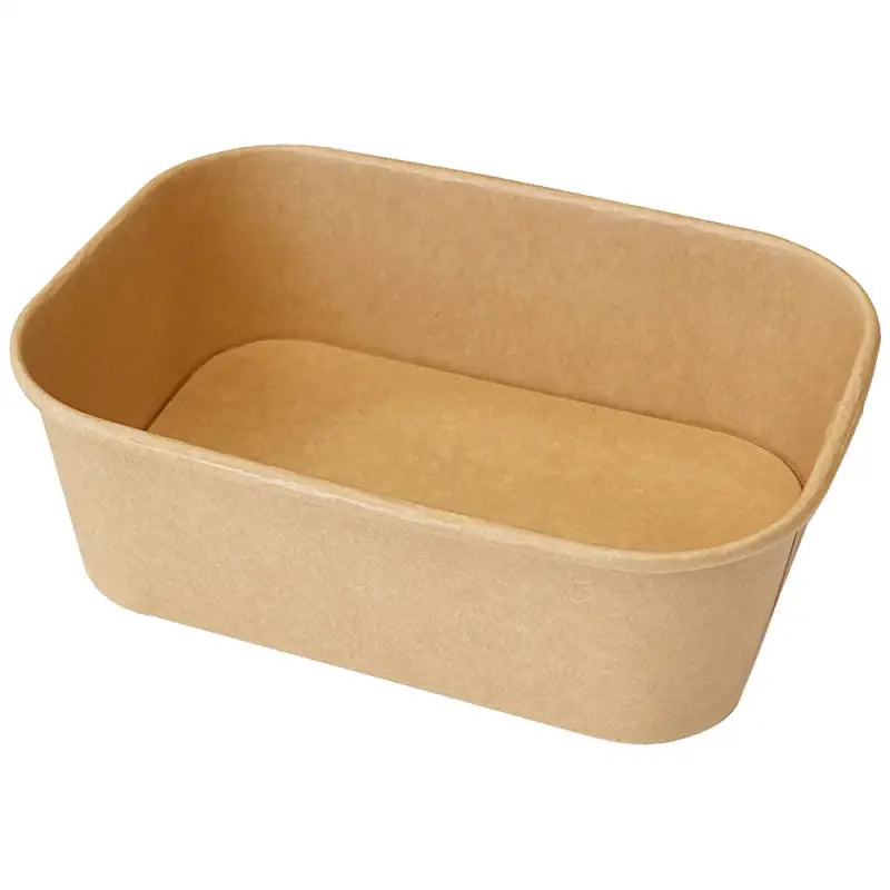 Beige kraft food container box with textured surface and smooth edges