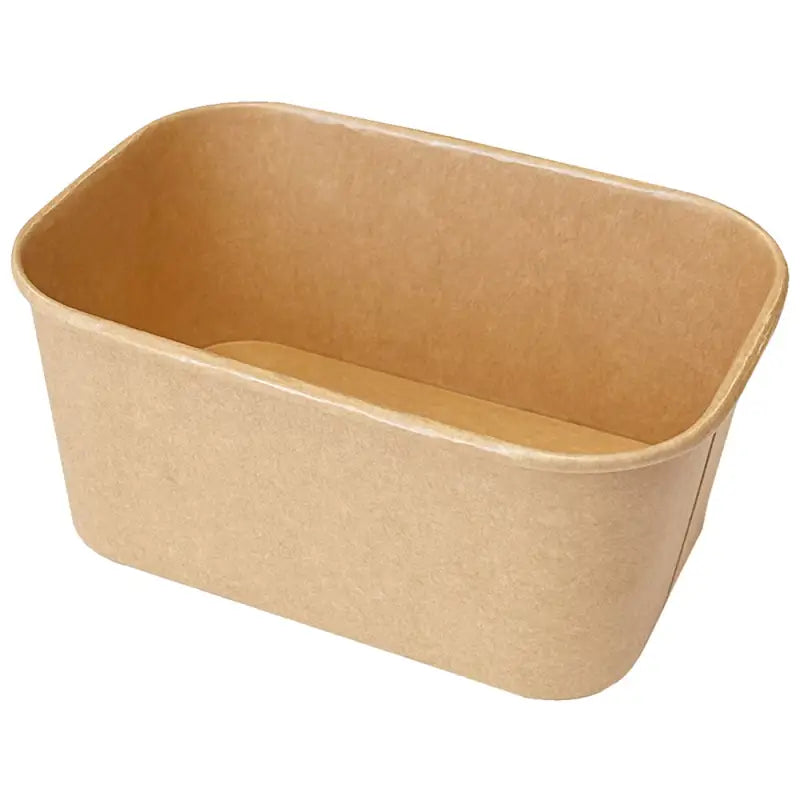 Beige kraft food container box with rounded edges