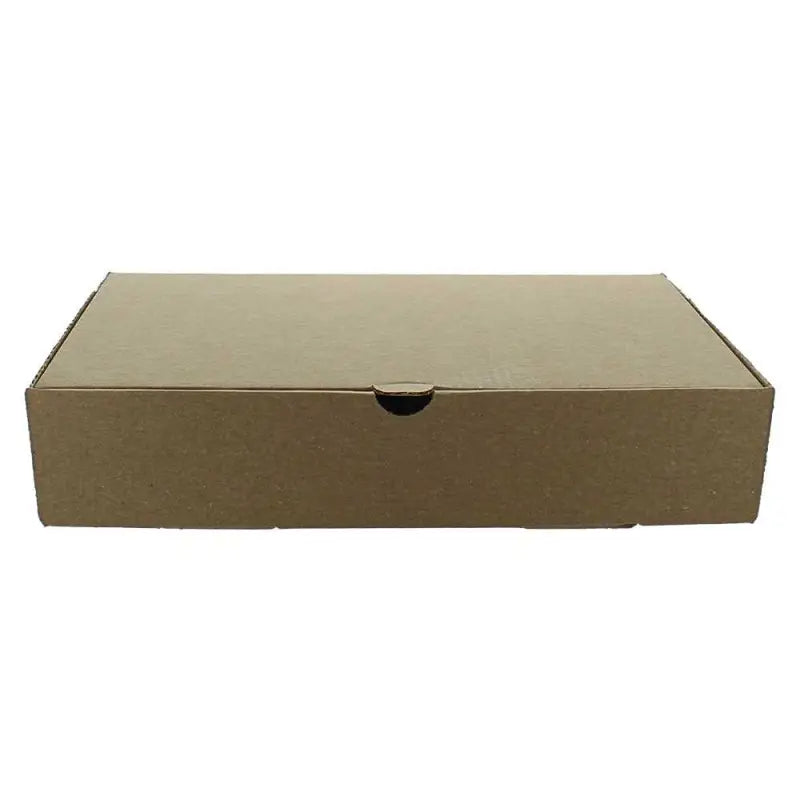 Plain brown cardboard box with a closed lid for serving fish and chips