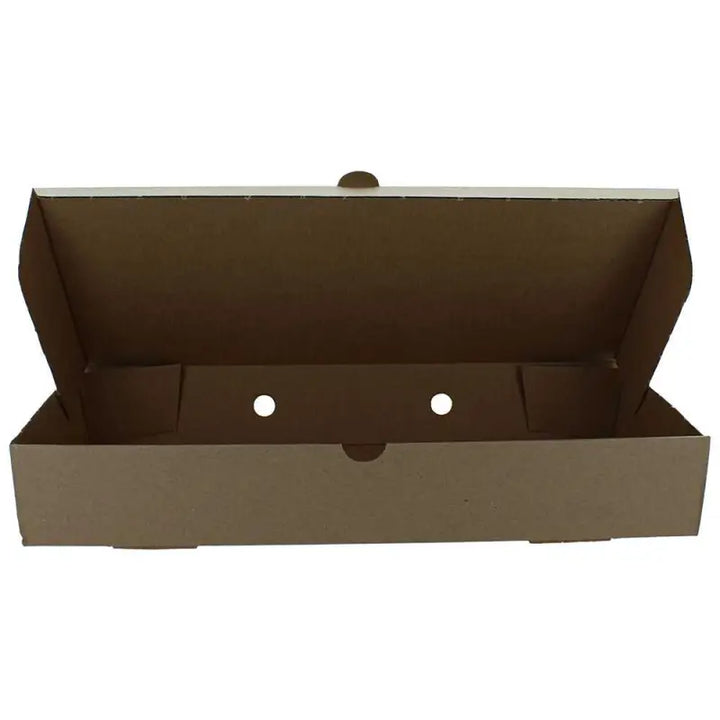 Open Plain Brown Fish and Chips Box with Ventilation Holes for Freshness