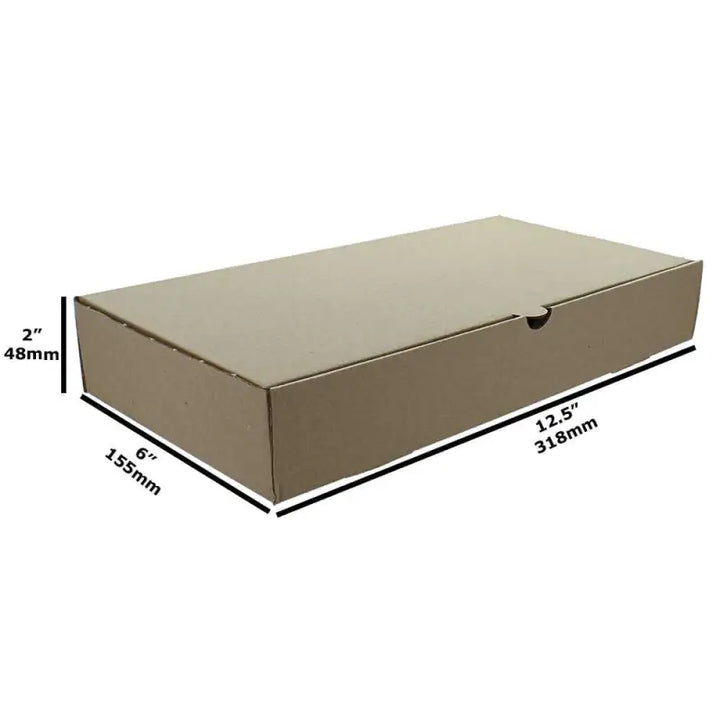 Flat rectangular Plain Brown Fish and Chips Box with labeled dimensions for easy use