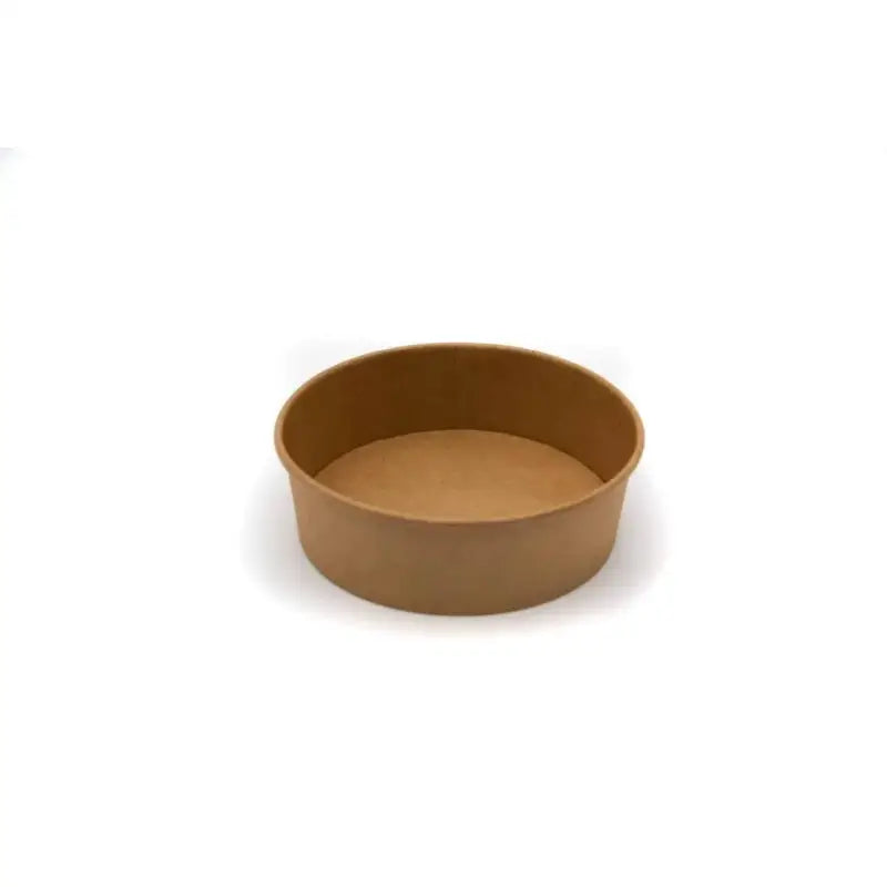 Empty round brown paper bowl from Round Kraft Food Container Bowls with Lids Poke Bowl