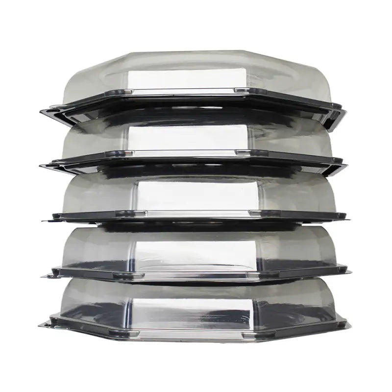 Stack of five hexagonal plastic food containers for Round Octagonal Sandwich Platter