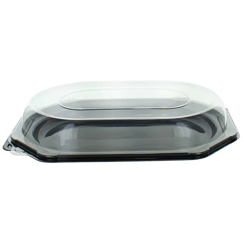 Small Octagonal Sandwich Platter Base with Clear Dome Lid and Black Base