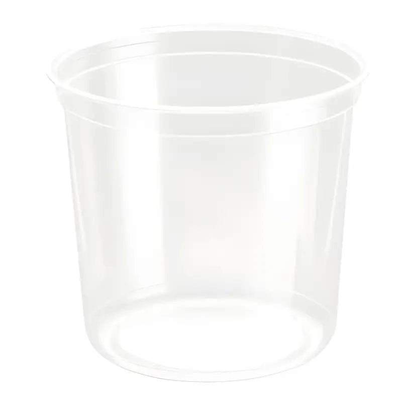 Clear plastic Solo Deli Gourmet Container with circular opening for versatile food storage