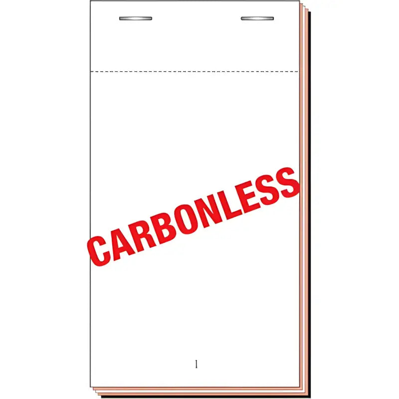 Style 20 Carbonless Duplicate Check Pad with red diagonal text design