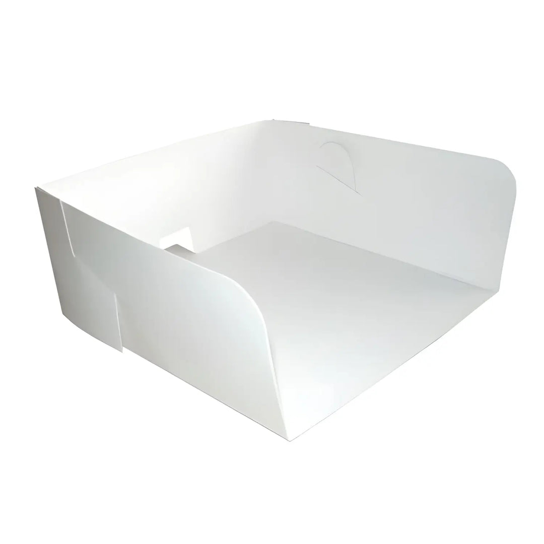 White square takeout food container with folded edges for Swedish Cake Tray