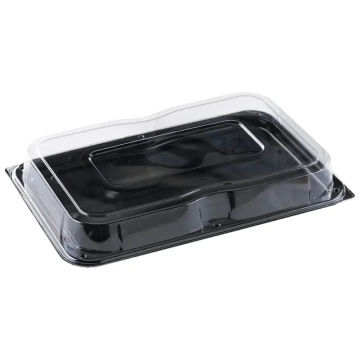 Ultimate large black plastic food container with unique press stud secure lid
