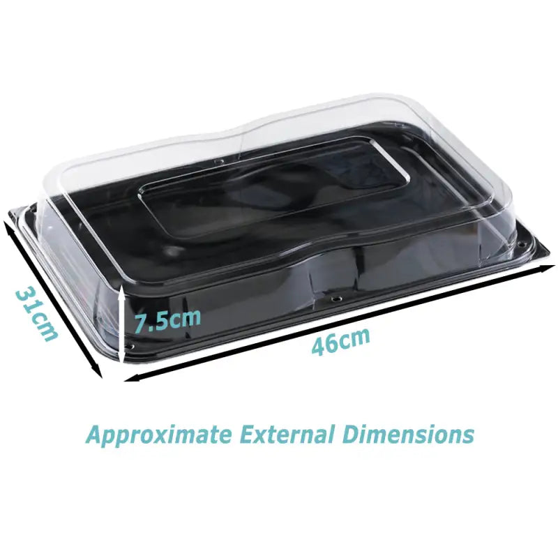 Ultimate Large Black Plastic Food Container with Unique Press Stud Lid, 46x31x7.5cm