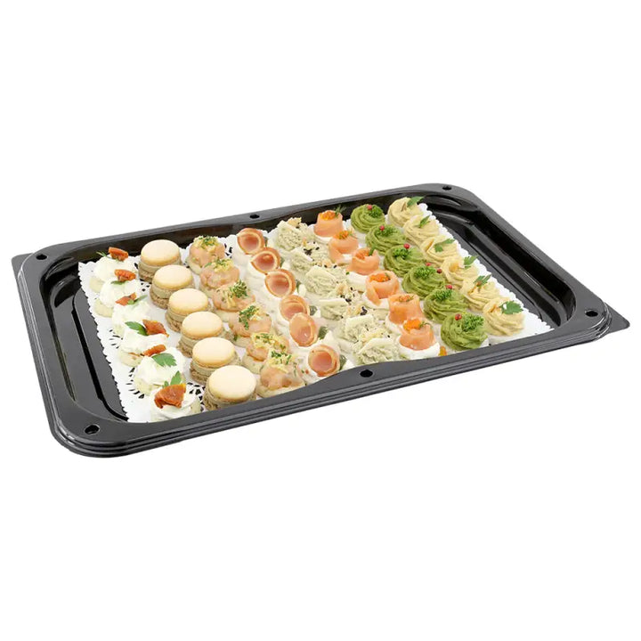 Black rectangular ultimate large tray with unique press stud lid