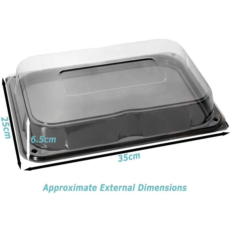 Ultimate Medium clear plastic food container with unique press stud lid, 35x25x6.5cm