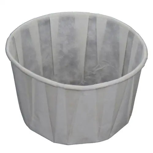 Pleated waxed paper souffle cup with fluted exterior for stylish serving options