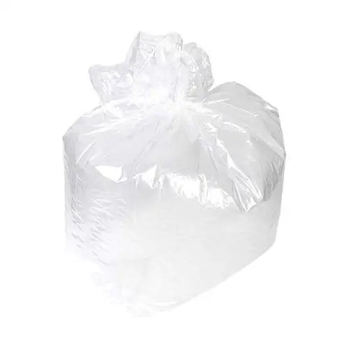 White plastic garbage bag tied at the top for White Square Bin Liners