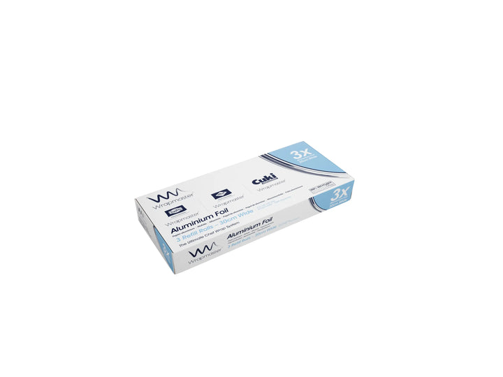 Wrapmaster 1000 baking aluminium foil refill 3 rolls in white and blue packaging 30cm x 30m aluminium foil