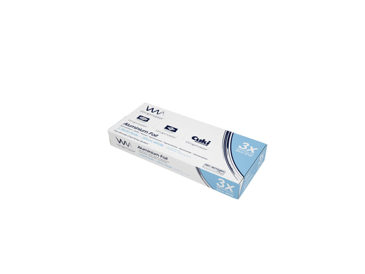White and light blue cuki aluminium foil refill box with sleek black text for wrapmaster 1000 30cm x 30m rolls